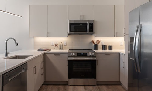 kitchen with under cabinet lighting